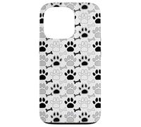 Dog Paw Prints And Bones In Black White an Gray Case for iPhone 13 Pro