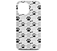Dog Paw Prints And Bones In Black White an Gray Case for iPhone 13 Pro Max