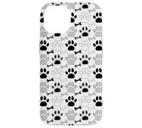 Dog Paw Prints And Bones In Black White an Gray Case for iPhone 14