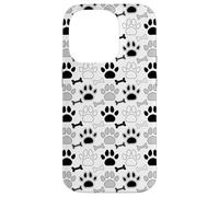 Dog Paw Prints And Bones In Black White an Gray Case for iPhone 14 Pro