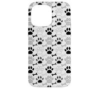 Dog Paw Prints And Bones In Black White an Gray Case for iPhone 14 Pro Max