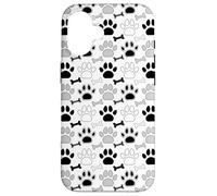 Dog Paw Prints And Bones In Black White an Gray Case for iPhone 16