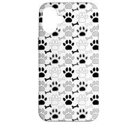 Dog Paw Prints And Bones In Black White an Gray Case for iPhone 16 Plus