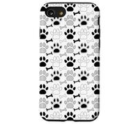 Dog Paw Prints And Bones In Black White an Gray Case for iPhone SE (2020) / 7/8