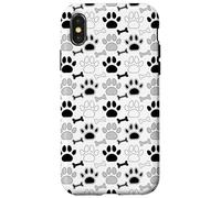 Dog Paw Prints And Bones In Black White an Gray Case for iPhone X/XS