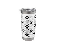 Dog Paw Prints and Bones in Black White an Gray Stainless Steel Insulated Tumbler