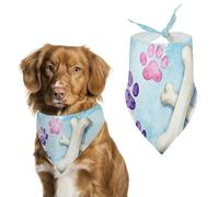 Dog Paw Prints Bones Dog Bandana, Soft Breathable Pet Scarf, Personalized Dog Bib Kerchief for Small Medium Large Dogs Cats, Exquisite Pet Neckerchief for Daily Wear, Travel, Party
