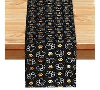 Dog Paw Prints Print Linen-Like Table Runner Durable Dining Table Decor For Kitchen Offices Party 13x72 In