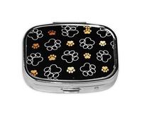 Dog Paw Prints Print Square Mini Pill Box - Compact & Stylish, Easy-to-Access Medication Organizer with Full Color Print, Perfect Travel Accessory