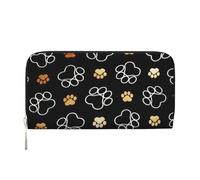 Dog Paw Prints Print Women Wallet Trendy Travel-Friendly 7.9X3.9in Casual Clutch Purse Gift for Ladies, Black, One Size, Art
