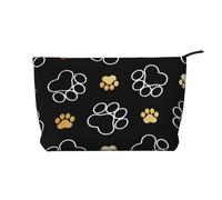 Dog Paw Prints Printed Make up Bag for Women Corduroy Makeup Bags Zipper Travel Cosmetic Bags Pouch Organizer