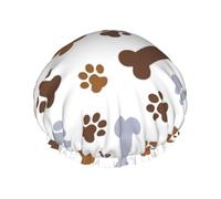 Dog Paw Prints,Shower Cap Nightcap Double Layer Waterproof Elastic Bath Cap Reusable Hair Cap