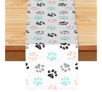 Dog Paw Prints, Table Runner, Imitation Linen Table Runner For Home Party Dining Room 33x183 cm