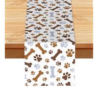 Dog Paw Prints, Table Runner, Imitation Linen Table Runner For Home Party Dining Room 33x183 cm