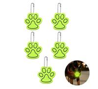 Dog Paw Reflective Keychain 5 Pcs - Glow in The Dark Pendant for Running Accessories for Men & Biking Essentials, Reflective Strips for Night Walking Bike Reflectors and Shine Night Walk Accessories