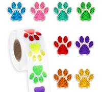 Dog Paw Stickers, 500 Pieces Multicolor Paw Print Stickers 1 Inch Glitter Puppy Paw Stickers Self-Adhesive Dog Paw Print Stickers for Envelope Seals Mailing Office Room Scrapbooking Party Decoration