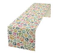 Dog Paw Table Runner,Colorful Animal Footprints Dining Table Ruuner Dining Table Decoration for Kitchen Dining Room Holiday Party 13x36 Inch