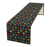 Dog Paw Table Runner,Colorful Animal Footprints Dining Table Ruuner Dining Table Decoration for Kitchen Dining Room Holiday Party 13x90 Inch