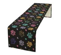 Dog Paw Table Runner,Cute Animal Puppy Paw Colourful Print Table Runner for Kitchen Dining Table Home Party Birthday Decoration 13x60 Inch