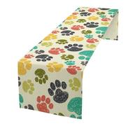 Dog Paw Table Runner,Cute Hand Drawn Paw Print Table Runner for Kitchen Dining Table Home Party Birthday Party Decoration 13x60 Inch