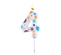 Dog Paw Themed Birthday Candles, Birthday Number Topper Candle Numeral Wax Birthday Number Candle with Paw Patterns for Birthday Cake Party Decorations (Number 4)