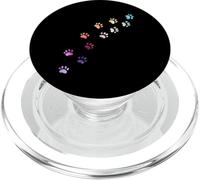 Dog Paw tracks pattern in Watercolor rainbow abstract PopSockets PopGrip for MagSafe