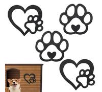 Dog Paw Wall Art, Dog Paw Wall Sign | 4 Pieces Wooden Wall Decor with Heart and Paw Print | Wall Decor Sign for Home Kitchen Bathroom Bedroom Home Decor Animal Art Dog