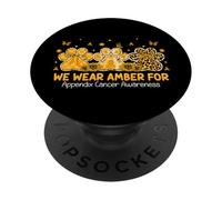 Dog Paw We Wear Amber For Appendix Cancer Awareness PopSockets Adhesive PopGrip