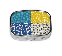 Dog Paws and Bone Anilams Pattern,Meta Pill Box 2 Compartment Medicine Case,Portable Organizer