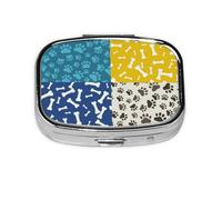 Dog Paws and Bone Anilams Pattern,Meta Pill Box 2 Compartment Medicine Case,Portable Organizer,Rectangle Meta Portable Organizer Pill Box 1273 Compartment Medicine Case