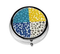 Dog Paws and Bone Anilams PatternMeta Pill Box 3 Compartment Medicine Case,Portable Organizer