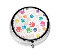 Dog Paws and BoneMeta Pill Box 3 Compartment Medicine Case,Portable Organizer