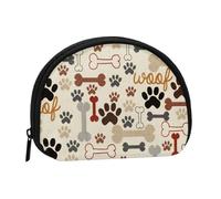 Dog Paws and Bones, Women's Storage Bag Shell Makeup Bag Small Coin Purse Shell Change Pouch