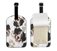 Dog Paws Bernese Mountain Dog,Luggage Tags Pu Leather Name Tag Travel Suitcase Identifier ID Tags Durable Baggage Label 2 pcs