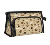 Dog Paws Bones Brown Travel Toiletry Bag for Women Men Girls Boys Dog Multifunctional Makeup Pouch Bag Wash Toiletries Cosmetic Organizer Shower Bag