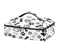 Dog Paws Bones Reusable Insulated Pizza Bag, Waterproof Food Delivery Bag, with Handle Lid Leakproof Pizza Holder Tote for Hot or Cold Food