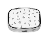 Dog Paws Dog Bone,Meta Pill Box 2 Compartment Medicine Case,Portable Organizer,Rectangle Meta Portable Organizer Pill Box 1252 Compartment Medicine Case