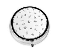 Dog Paws Dog BoneMeta Pill Box 3 Compartment Medicine Case,Portable Organizer