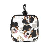 Dog Paws Pattern Bernese Mountain Dog, Coin Purse Square Zipper Storage Bag, Change Pouch with Lobster Buckle Clasp Buckle, Change Purse