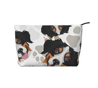 Dog Paws Pattern Bernese Mountain Dog, Cosmetic Bag Corduroy Makeup Bag Portable Travel Toiletry Bag