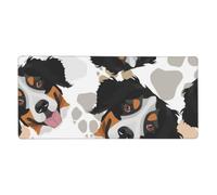 Dog Paws Pattern Bernese Mountain Dog,Mouse Pad Large Desk Pad Computer Keyboard Mouse Mat With Non Slip Rubber Base 40 x 90 cm