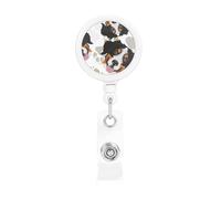 Dog Paws Pattern Bernese Mountain Dog, Retractable Badge Holder,Badge Reels Holder with ID Clip Alligator Clip