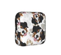 Dog Paws Pattern Bernese Mountain Dog, Sanitary Pad Storage Bag, Pad Holder Bag with Zipper, Change Purse