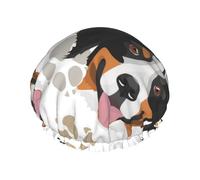 Dog Paws Pattern Bernese Mountain Dog,Shower Cap Nightcap Double Layer Waterproof Elastic Bath Cap Reusable Hair Cap
