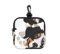 Dog Paws Pattern Bernese Mountain Dog, Square Zipper Storage Bag, Neoprene Coin Purse, Small Wallets, Change Pouch, Change Purse