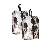 Dog Paws Pattern Bernese Mountain Dog, Travel Shoe Bags 2 Pack, Waterproof Shoe Storage Bags, Shoe Organizer for Travel and Home