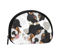 Dog Paws Pattern Bernese Mountain Dog, Women's Storage Bag Shell Makeup Bag Small Coin Purse Shell Change Pouch