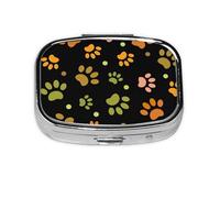 Dog Paws Pattern,Meta Pill Box 2 Compartment Medicine Case,Portable Organizer,Rectangle Meta Portable Organizer Pill Box 1241 Compartment Medicine Case