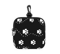 Dog Paws Print Style Black, Square Zipper Storage Bag, Neoprene Coin Purse, Small Wallets, Change Pouch, Change Purse