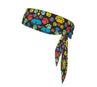 Dog Paws Print Unisex Sports Head Tie - Double-Sided, Moisture-Wicking Workout Headband, Adjustable Knotted Band for Running, Yoga & Gym